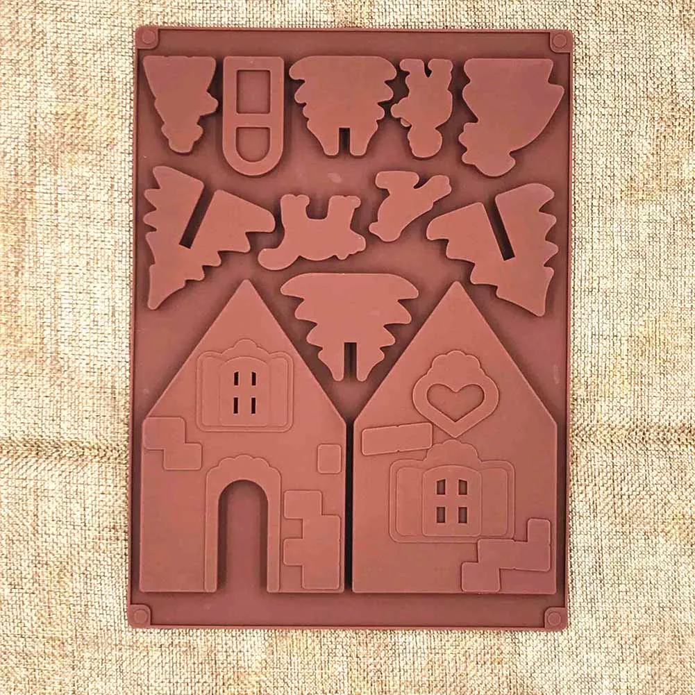 2 Ks/Set 3D Vianočný Perník Dom Silikónové Formy Čokoládová Torta Plesne DIY Sušienky Pečenie Nástroje AI88