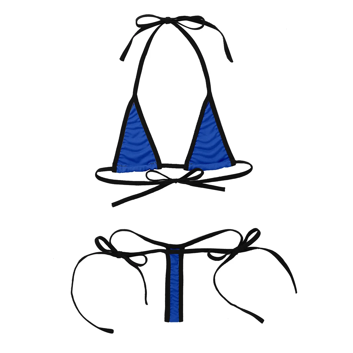 2 ks Žien Žijúcich Štýl Minimálne Pokrytie Micro Bikini, Plavky Nastaviť plavky s uväzovaním za Krk Self-tie Podprsenka Top s G-String Nohavičky Bielizeň