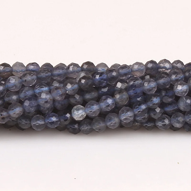 2 mm 3 mm Prírodné Modré Iolite Kameň Kolo Tvárou Jemné Drahokam Voľné Korálky DIY Príslušenstvo pre Šperkov Náhrdelník Náramok Tvorby