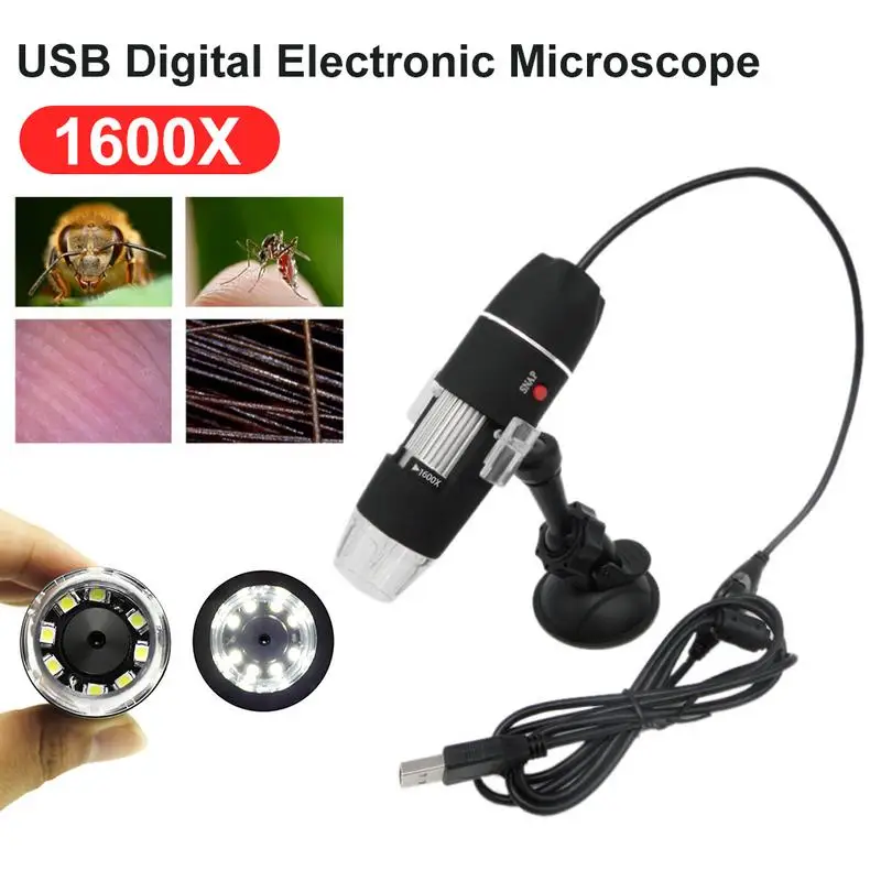 2-v-1, USB Prenosné Mikroskopom 8 Led 1600X Digitálne Elektronické Detekčné zväčšovacie sklo Elektronické Stereo Pinzety Zväčšenie