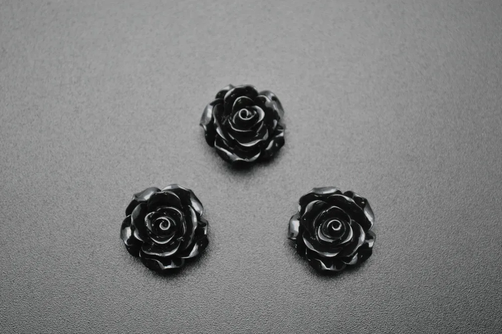 20 mm Farba Čierna Živica Plastové Kvet Voľné Korálky fit Módne šperky čo 300pc za veľa