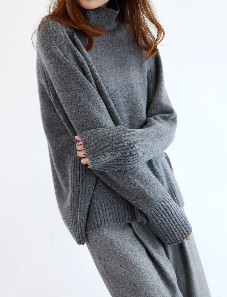 2019 Nové Módne Cashmere sveter ženy turtleneck pulóver ženy sveter Voľné pletenie Zahustiť zimné topy pre ženy sveter