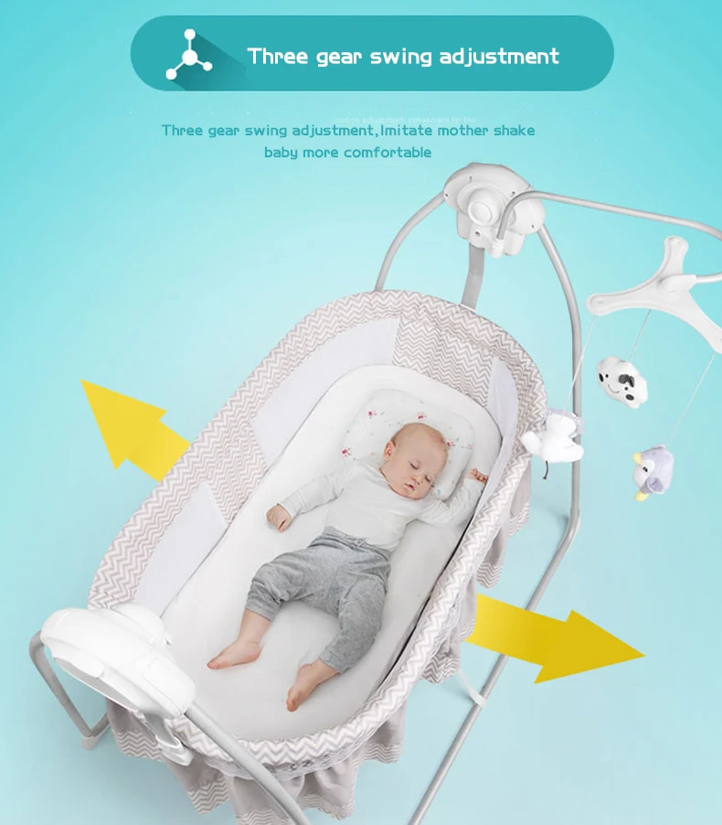 2020 hot predaj novorodenca hojdacia posteľ s hudbou dieťa elektrické kolísky spánku kôš shake posteľ detská inteligentný režim spánku swing posteľ