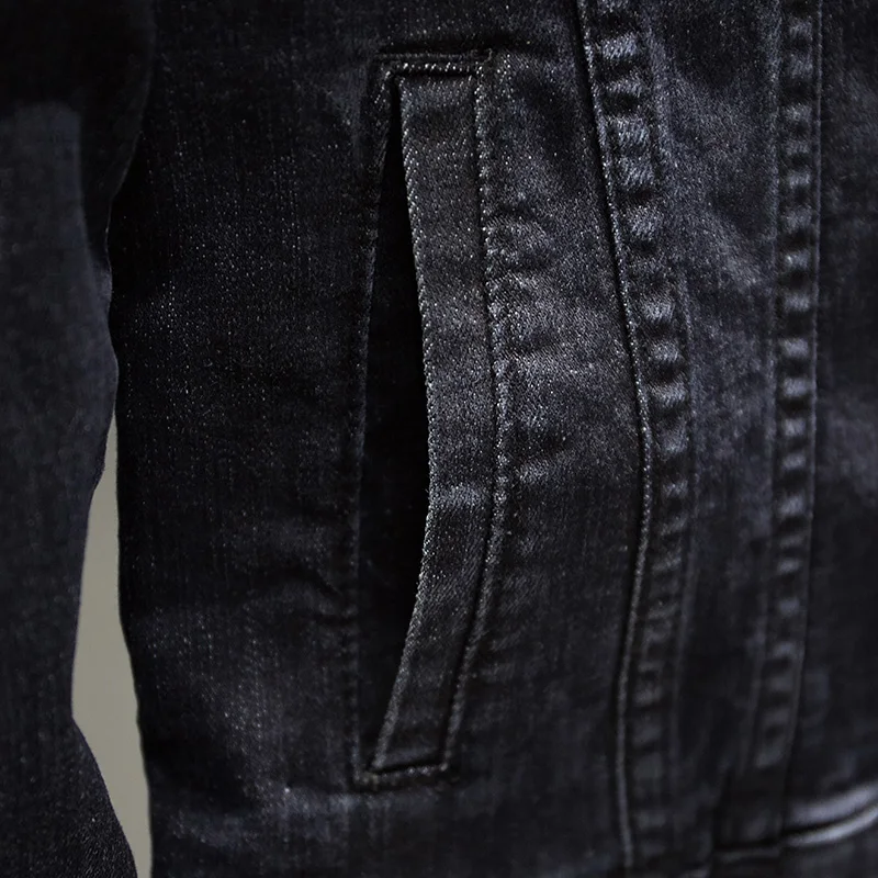 2020 Jeseň mužov klasické čierne slim bežné denim jacket umyté čierne džínsy bunda hip-hop streetwear oblečenie 4XL pre mužov