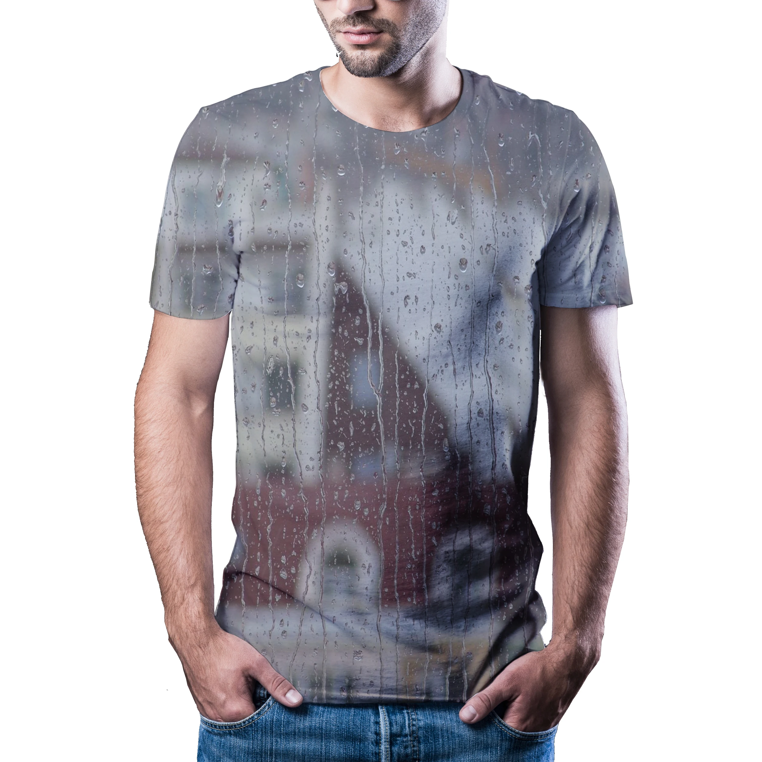 2020 lete nové zrkadlo daždi kvapka smutné, osamelé t-shirt pánske bežné pôvodný dom značky tričko krátky rukáv