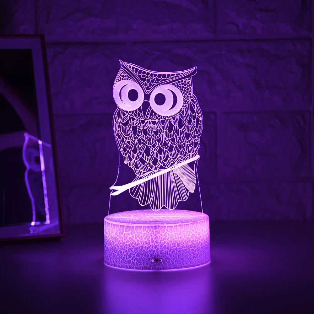 2020 Najnovšie Dieťa Svetla Noc 3D LED Nočné Svetlo Tvorivé Tabuľka Nočná Lampa Romantický Sova svetlo Deti Grile Domáce Dekorácie, Darčeky