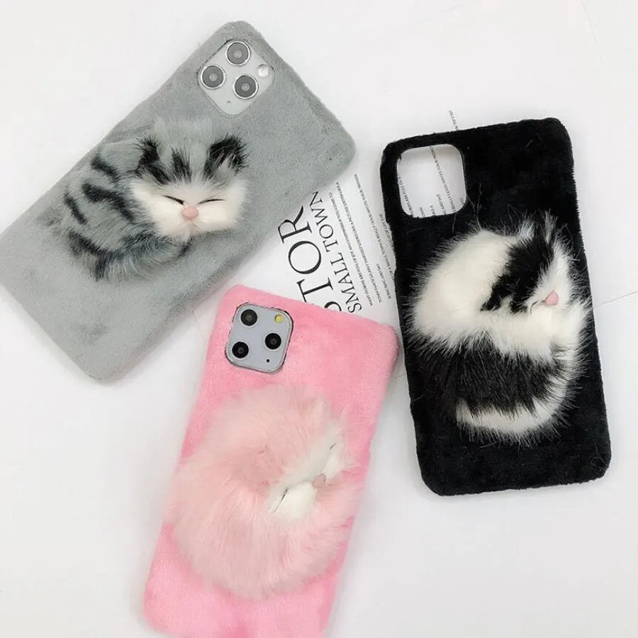 2020 Najnovšie Módne Cutee Plyšové Mačka Shell Pre iPhone 6S 6 7 8 Plus Zimné Kožušiny puzdro pre iPhone XR X XS 11 Pro Max Telefón Späť Prípade