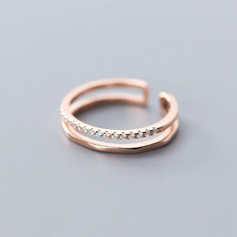 2020 Nové Elegantné Leaf CZ Kameňa, Dutých Dvojvrstvové Prstene pre Dámu 925 Sterling Silver Prstene pre ženy Móda Otvoriť Krúžky