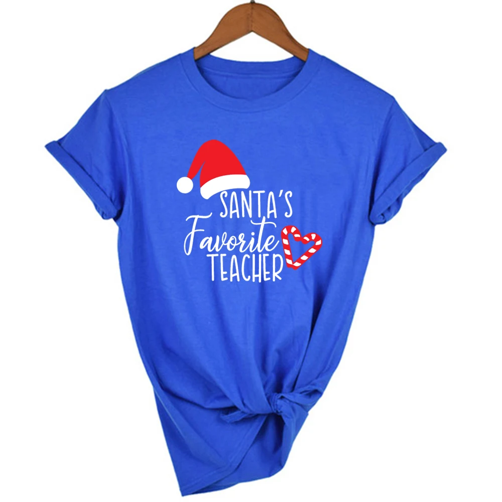 2020 Santa Obľúbený Učiteľ Tlač Ženy T-shirt Vianočné Santa Klobúk Candy Cane Srdca Tlače Grafické T Košele Harajuku Vianoce Tees
