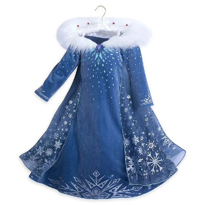2020 Zimné Elsa Šaty Dievčatá Vianoce, Halloween Party Cosplay CostumeAnna Snehová Kráľovná Tlač Narodeniny Princezná Šaty