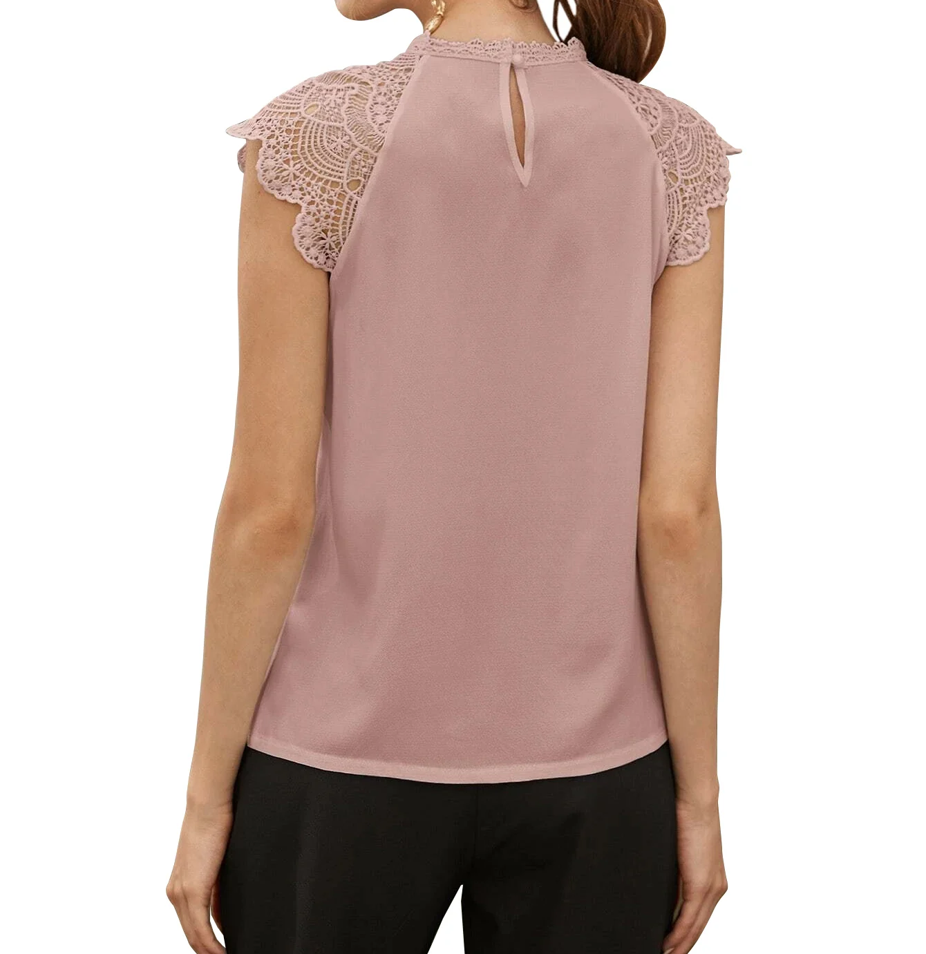 2020 Žena Streetwear Šifón Polyester Tričko bez Rukávov Farbou Blúzka Street Style Tri-pruhované Čipky Hore dámske Blúzky