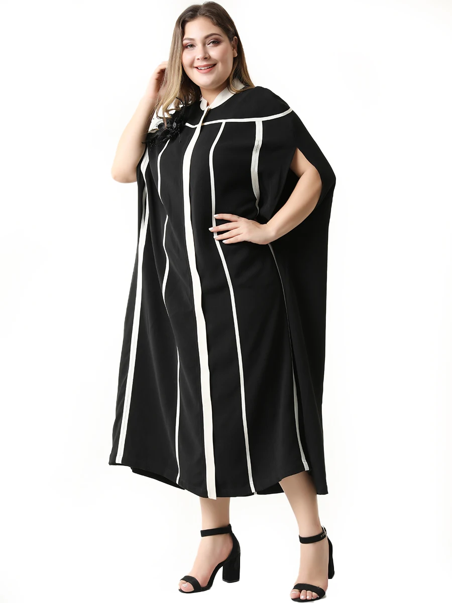 2021 Abaya Jarné Dámske Šaty Veľké Plus Veľkosť Módne, Elegantné, Šitie Prúžky Nepravidelný Maxi Ramadánu Šaty