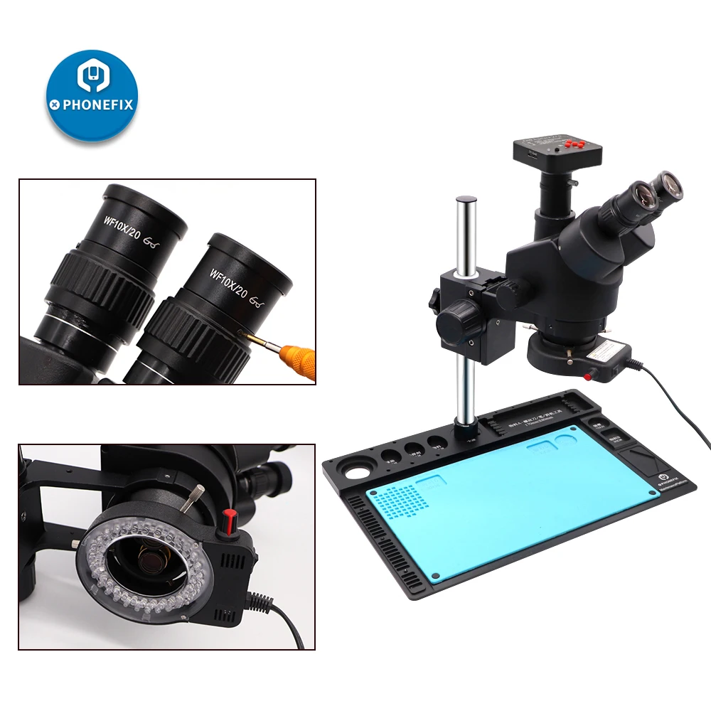 2021 Black 3,5 X-90X Súčasne-hlavná Trinocular Stereo Mikroskopom 21MP 38MP HDMI Fotoaparátu Digitálny Video Mikroskopom Telefón PCB Spájkovanie
