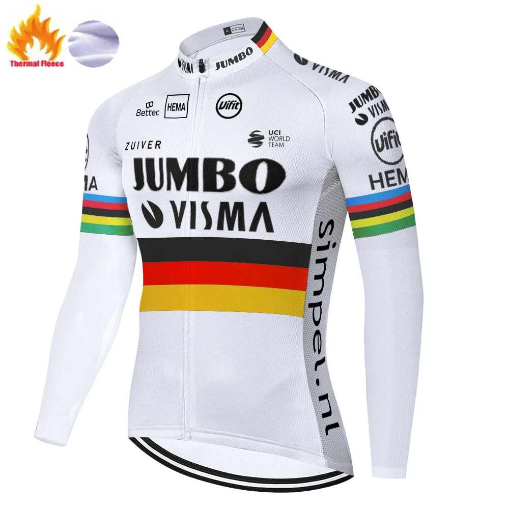 2021 ciclismo invierno Jumbo Visma Cyklistický Dres s Dlhým rukávom cyklistické oblečenie Nosiť zimné fleece teplé camisa ciclismo masculina