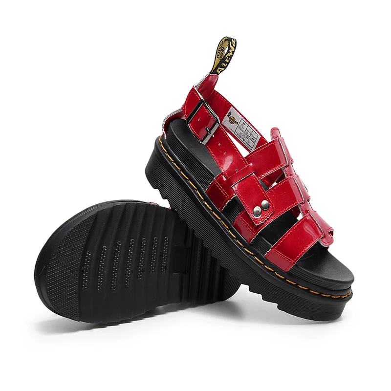 2021 Letné Čierne Kožené Gladiator Sandále Pre Ženy, Tri Pracky Platformu Sandále Ženy Street Style Ploché Roman Topánky Žena
