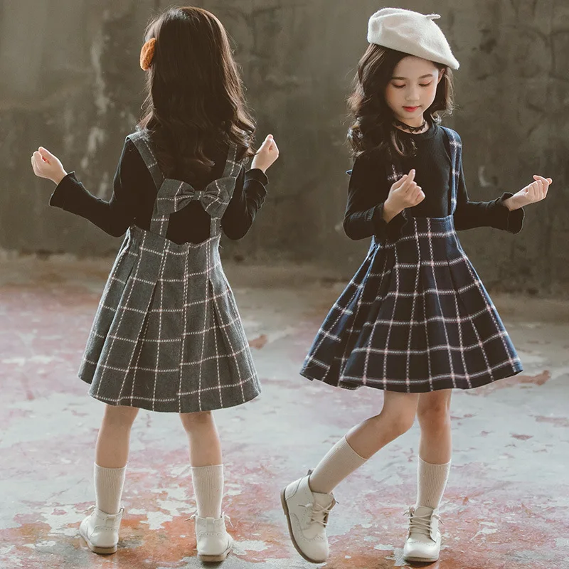 2021 Nové Oblečenie Dieťa Dievča, Jar, Jeseň 2ks Nastaviť kórejské Deti Kockované Sukni Vyhovovali Boutique Oblečenie Dievčatá Ladylike Deti Oblečenie