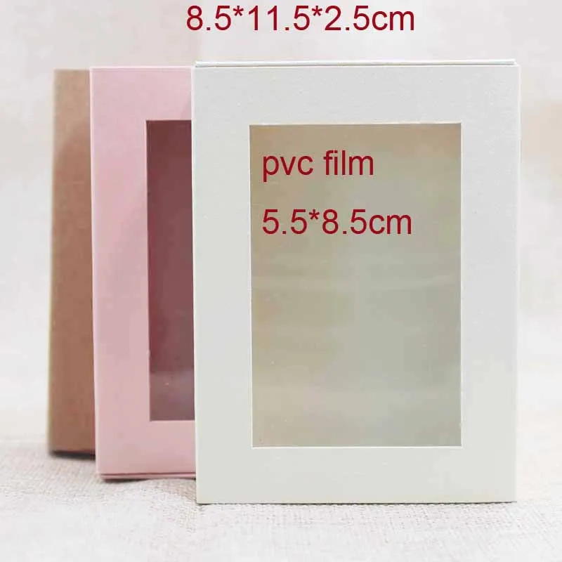 20pcs kraft/béžová/ružová darčekový balíček& zobraziť okno okno DIY list krabica na svadobné zdvorilosti/produkty display zobraziť