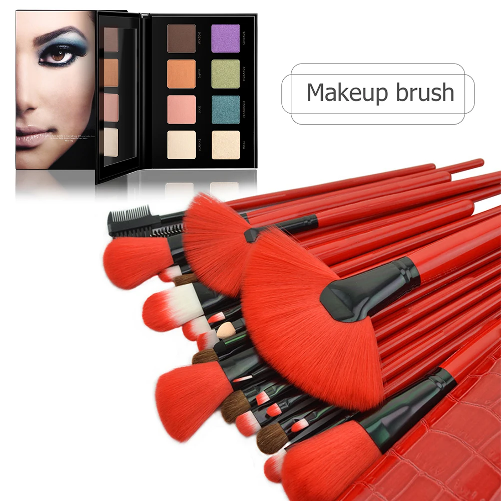 24pcs Pure Red make-up Štetce Súpravy s Bag Eyeshadow Obočie Zvýrazňovač Nadácie Kozmetický Štetec Súpravy tvoria Nástroje