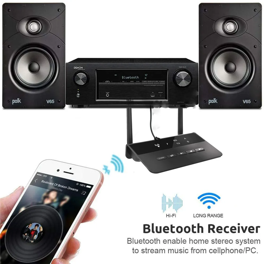 2RCA 3.5 mm AUX Jack Bluetooth 5.0 Vysielač, Prijímač AAC AptX LL Bezdrôtové Stereo Hudby Audio Adaptér Pre TV, PC, Auto 262ft/80M