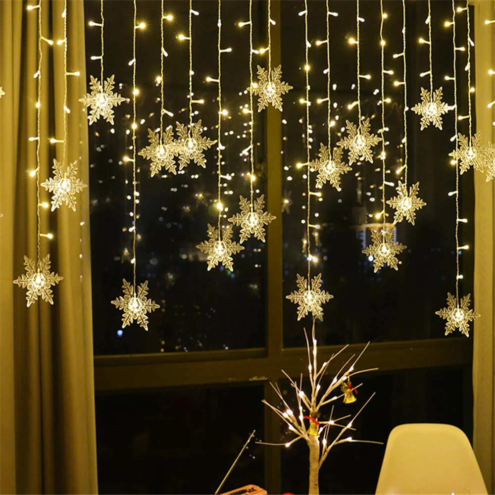3,5 m Snowflake LED Svetlo, Ozdoby na Vianočný Stromček Navidad 2020 Vianočné Darčeky, Vianočné Dekorácie pre Domov Nový Rok 2021 Kerst