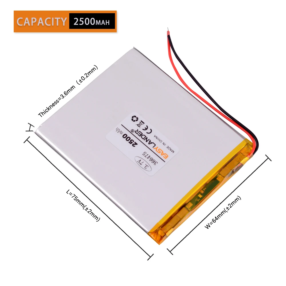 3.7 V,2500mAH 366475 Polymer lithium ion / Li-ion batéria pre tablet pc,GPS, e-knihy