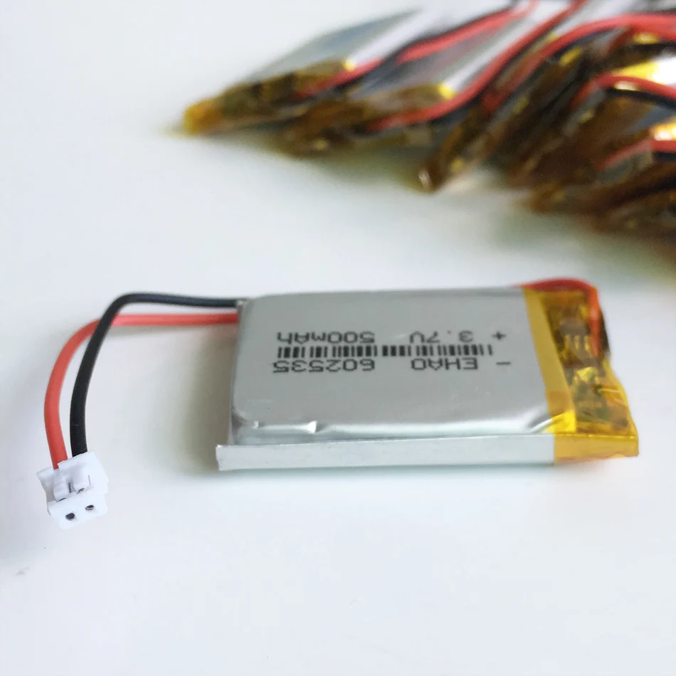 3,7 V 500mAh JST 1,5 mm lipo polymer lithium nabíjateľná batéria 2 pin 602535 pre MP3, GPS, DVD, bluetooth záznamník headset fotoaparát