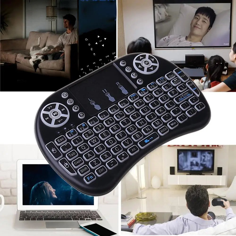 3 Farby Podsvietenia 2,4 GHz Bezdrôtová Klávesnica i8 USB Touchpad Lietať Vzduchom Gaming Mouse Na PC TV PS3 Pad pre Xbox360
