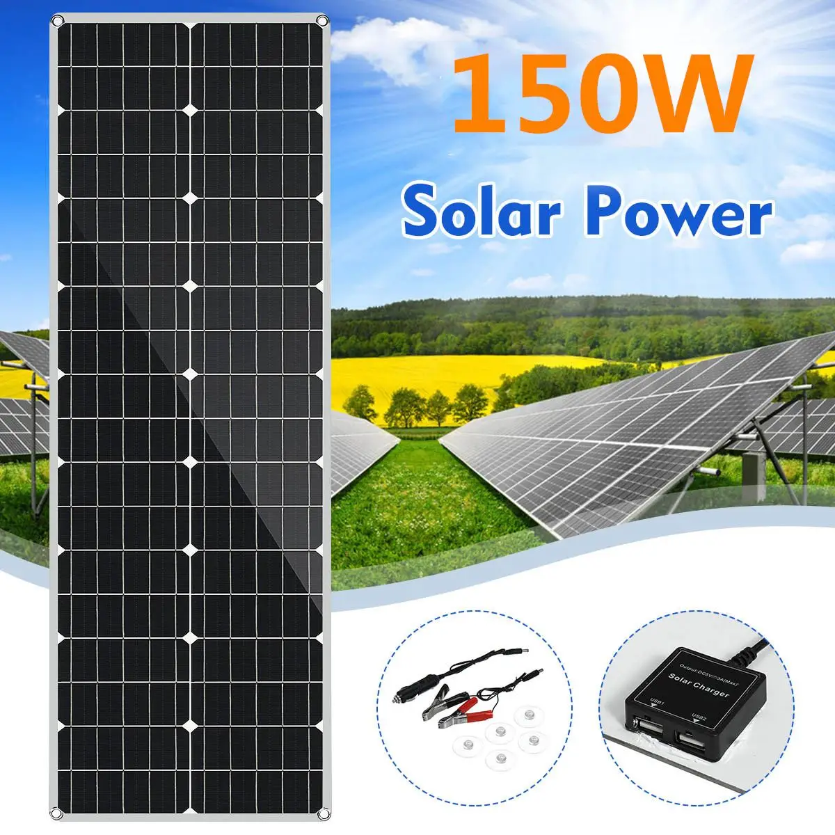 300W/150W Solárny Panel 18V Monokryštalické Semi-pružné Solárne DIY Kábel Pre Auto RV Loď Nabíjačky Batérií, Vodeodolný