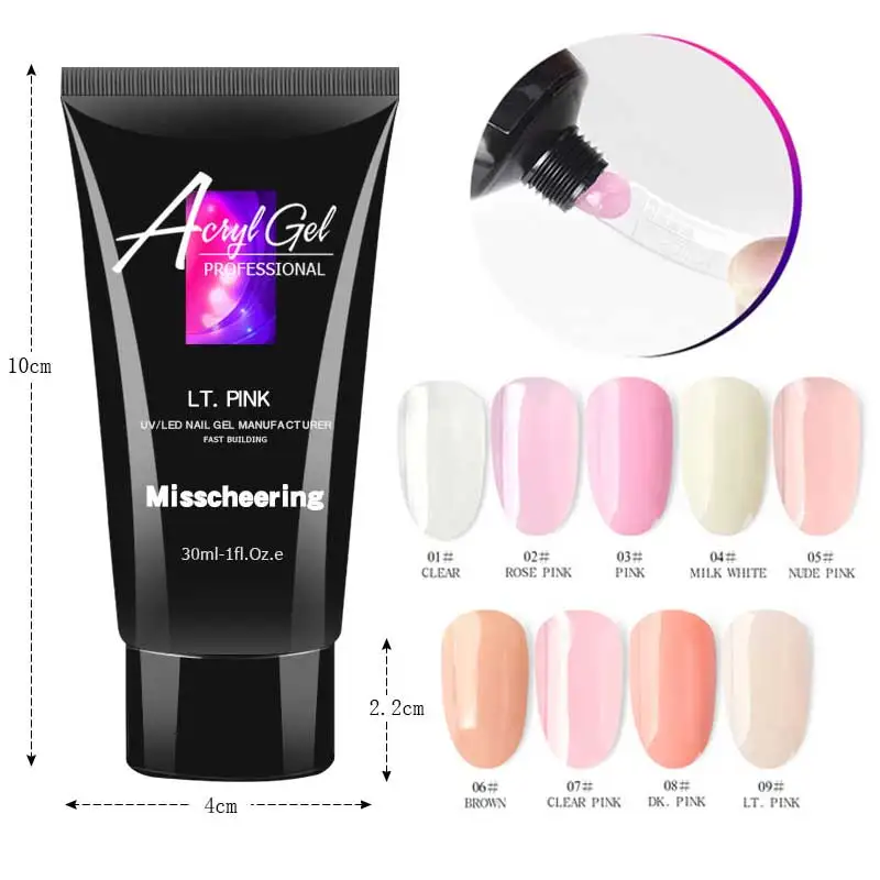 30ML Akryl Rozšírenie Gél Quick Stavebný Gél poľský Nastaviť Tipy Clear Pink Nahé LED UV Builder Lak Kamufláž Nail Art
