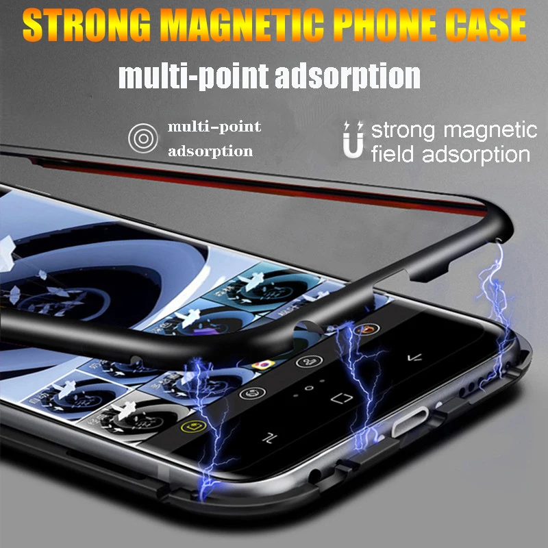 360 Kovové Magnetické Adsorpcie obal Pre Samsung Galaxy S20 FE Poznámka 20 Ultra A41 A51 A71 M31 M51 A11 M11 Obojstranné Sklenený Kryt