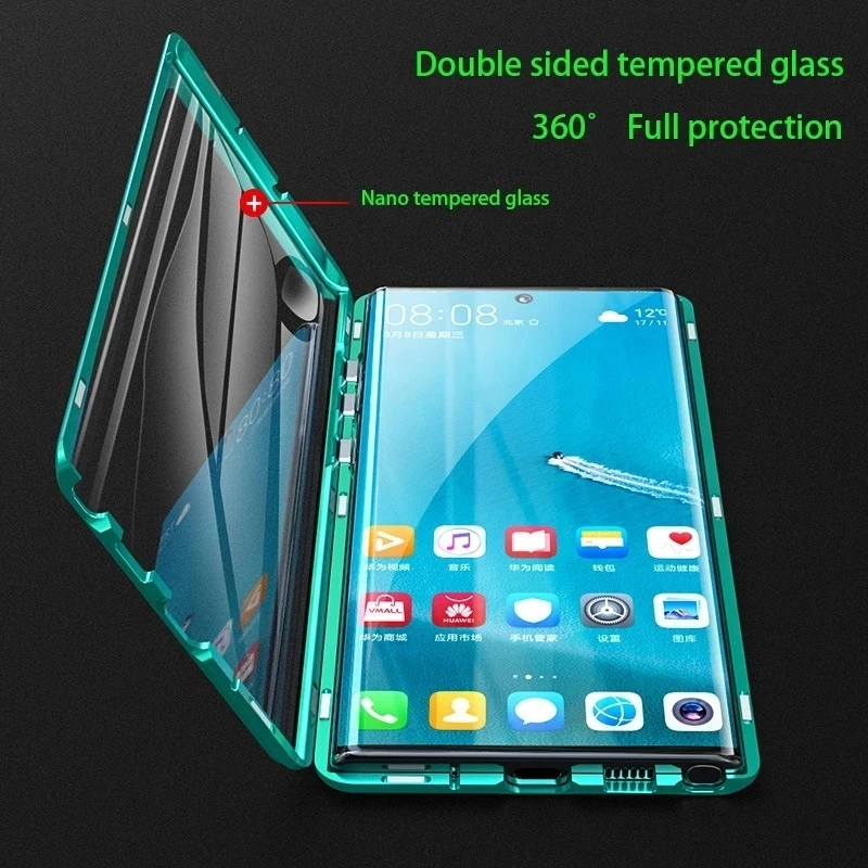 360 Magnetický Kovový obal Pre Samsung Galaxy S20 S10 S9 S8 Plus S10E Dvakrát Bočné Sklo Pre Note20 10 8 9 Plus A51A71 A50 A30 Kryt