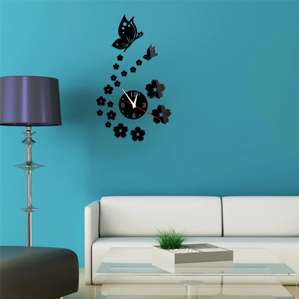 3D Butterfly Zrkadlo Hodiny na Stenu-Nálepky DIY Crystal Stereo Domov Izba Office Dekorácie Tvorivé Zázemie Zrkadlo na Stenu-Nálepky