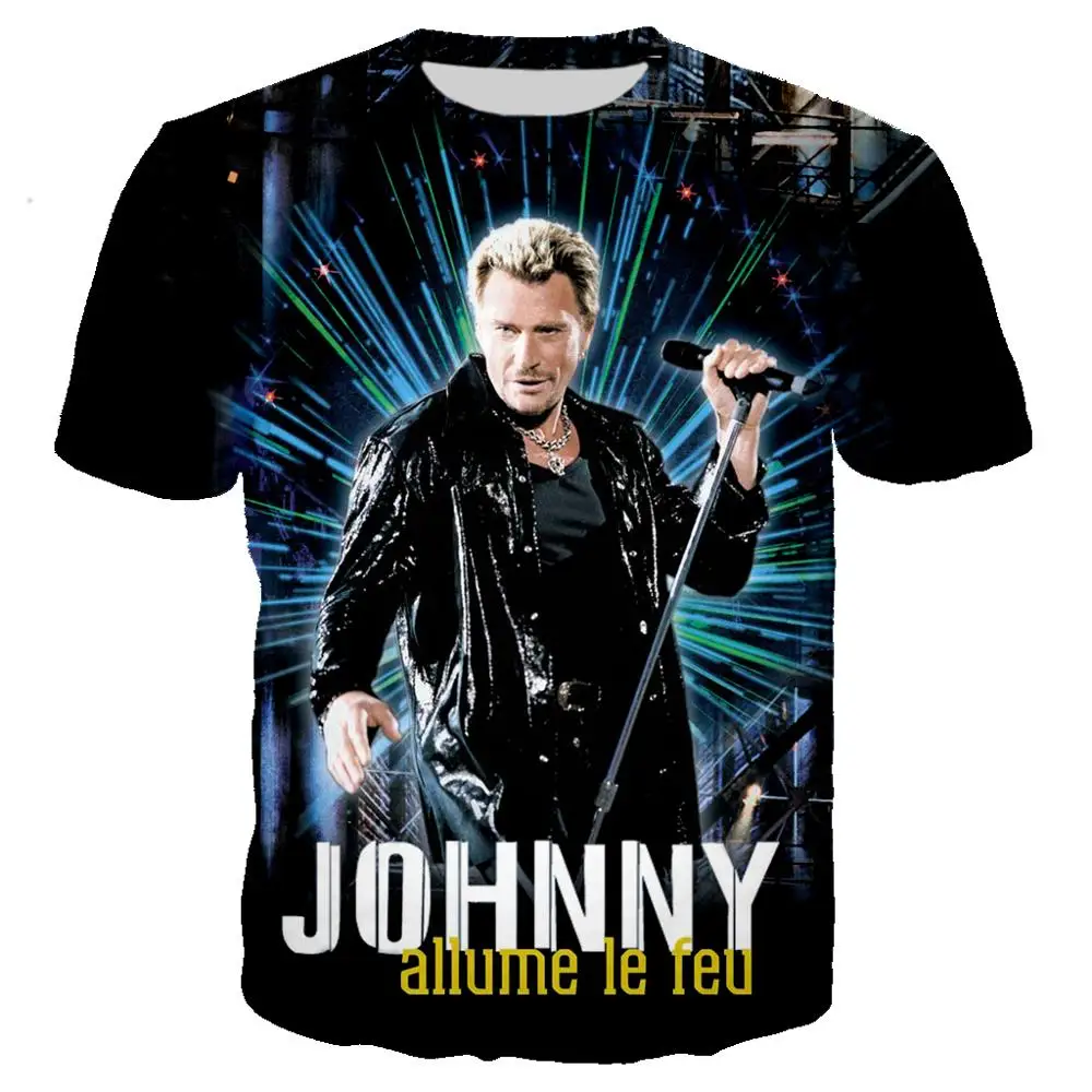 3D Vytlačené Spevák Johnny Hallyday Tričko Rock Tričko Muži Ženy Bežné Streetwear Hip Hop Oblečenie Harajuku Topy Camiseta Hombre