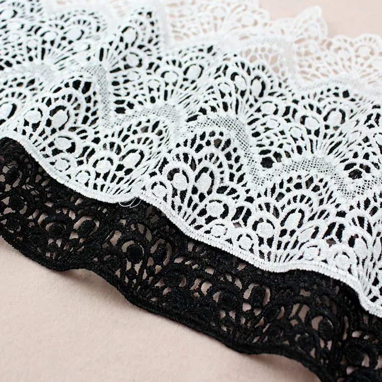 3Yard/Veľa Čierne biele čipky výbava šírka 10 cm-19 cm oblečenie lem sukne dekorácie duté výšivky koberec spojov čipky textílie