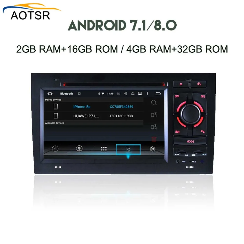 4+32 Android 8.0 Auto dvd multimediálny prehrávač pre Audi A4/S4/RS4 2002-2008 Autoradio s GPS Navigácie BT, Wifi, Vedúci Jednotky magnetofón