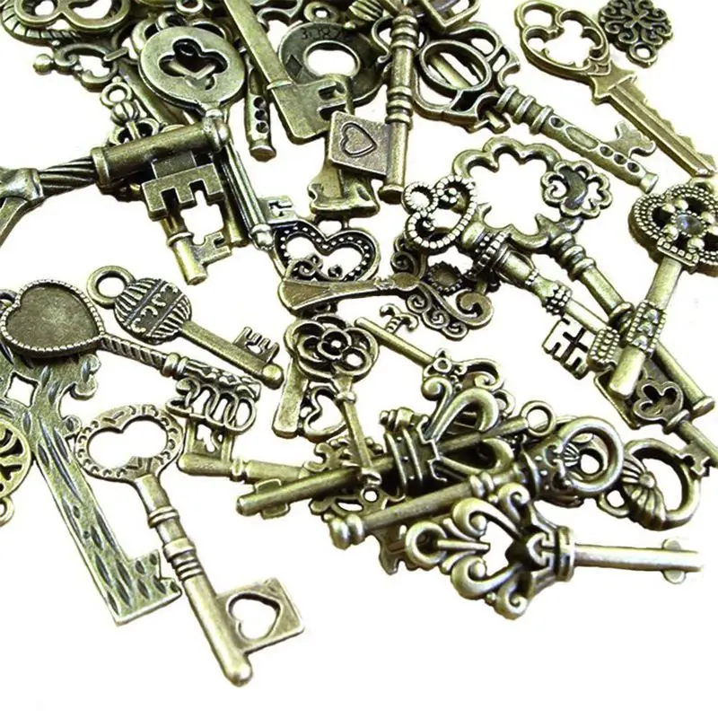 40 Pack Vintage Kostra Kľúče, Prívesky v Antickej Bronzovej Farbe pre Šperky Uskutočňovanie Dodávok, Steampunk Príslušenstvo, Projekty Craft