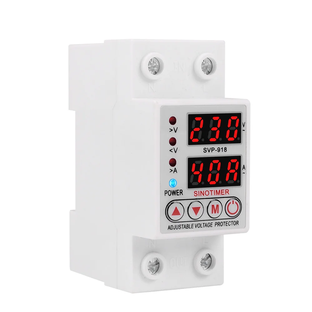 40A 230V AC, Nastaviteľné Cez Pod Napätie Ochranné Zariadenie Chránič s Limitom Aktuálnu Funkciu Voltmeter Ammeter Din lištu