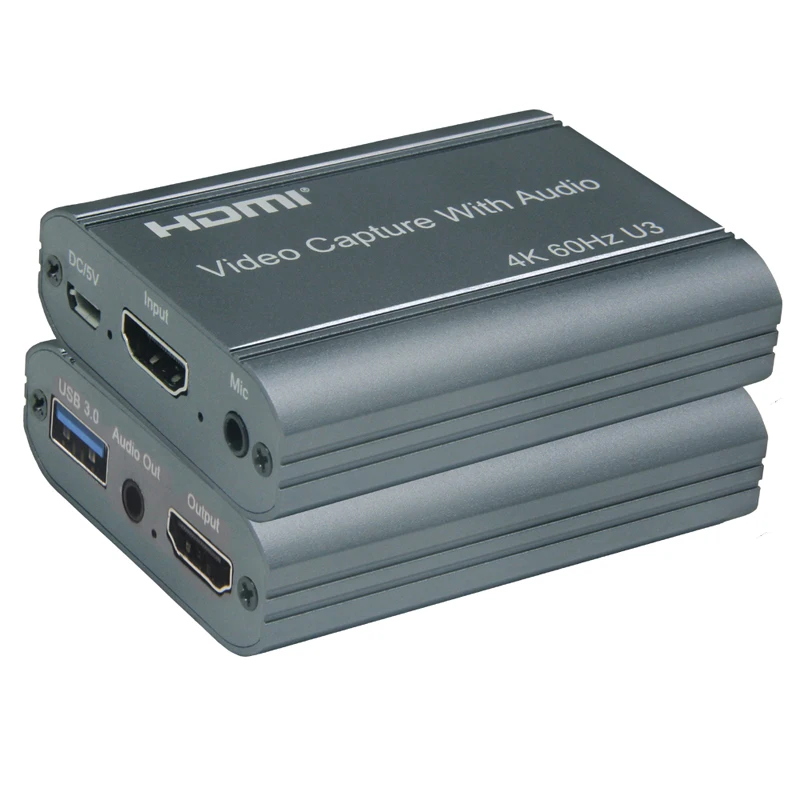 4K 60Hz HDMI Video Capture Kartu, 3,5 mm Audio Mic V TV Slučky Hra Nahrávanie Box 1080P 60fps USB 3.0 2.0 Live Streaming Doska