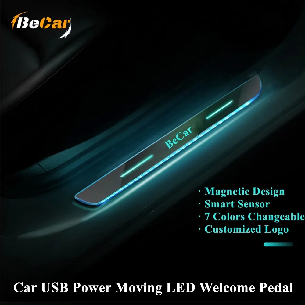 4PCS Akryl USB Power Pohybujúce sa LED Vitajte Šliapacie Auto Šúchať Doska Pedál Dvere, Parapetné Cesta Svetla Pre AMG/LADA Pre Porsche Pre Lexus