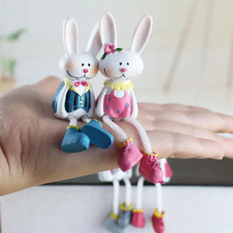4Pcs Bunny Bábiky, Ozdoby Ploche Živice Artware Dekoratívne Ozdoby na Doma