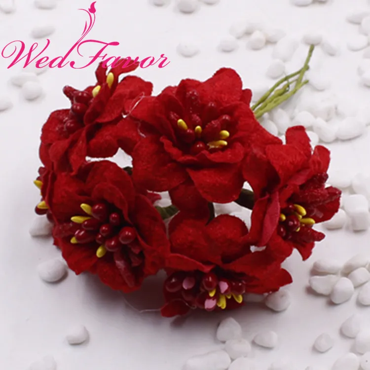 5 cm Dekoračné Umelé Velvet Cherry Blossom Kvety Slivky Kvet Kytice Veniec Corsage Scrapbooking Svadobných Doplnkov