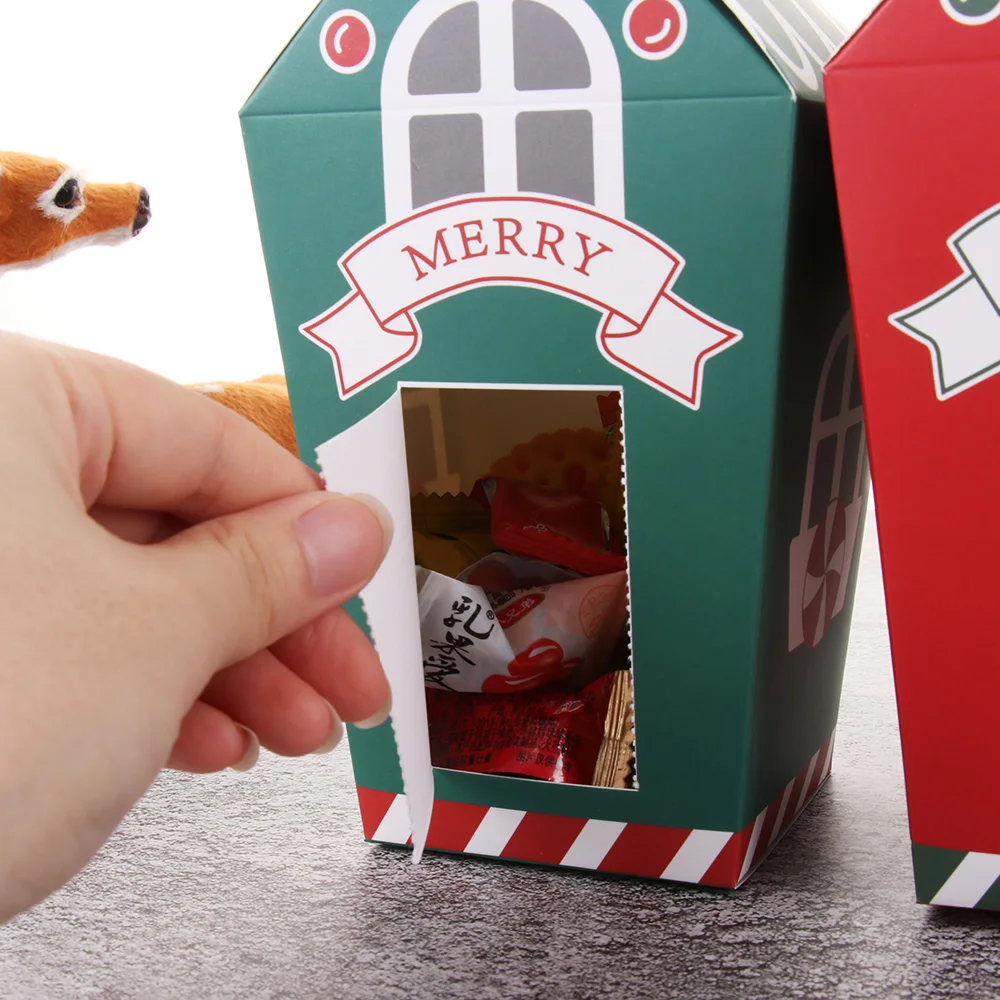 5 ks Vianočné Cukrovinky Boxy Gingerhouse Papierové Krabice Svadby, Narodeniny Cukrovinky, Sladkosti, Darčekové Krabice Súčasnosti Balenie Roztomilý Skladovanie Nádoba