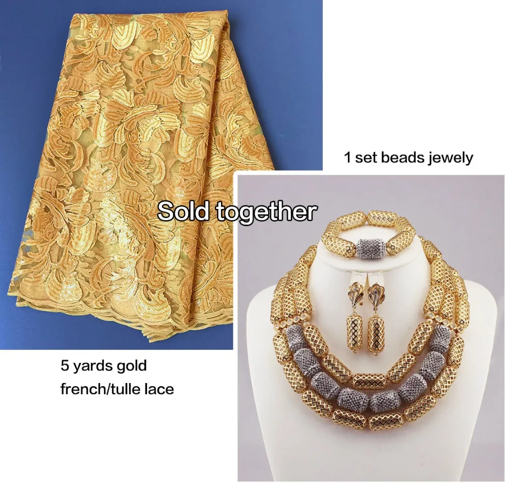 5 metrov francúzskej čipky Afriky Švajčiarskej čipky a tylu textílie zodpovedajúce Korálky Šperky set sa predáva spolu