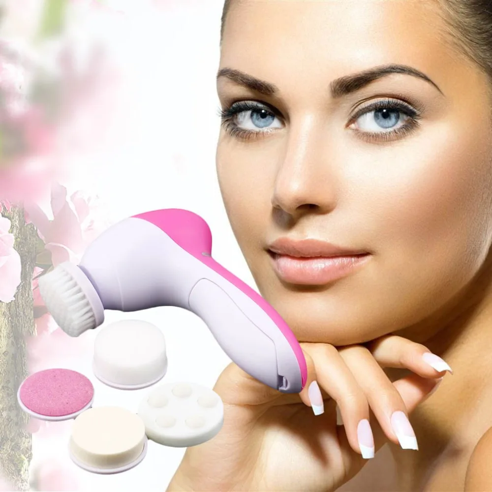 5 v 1 Elektrické Umyť Tvár Stroj Tváre Pórov Cleaner Očistu Tela Masáž Mini Skin Beauty Masér Kefa ženy čisté kefy