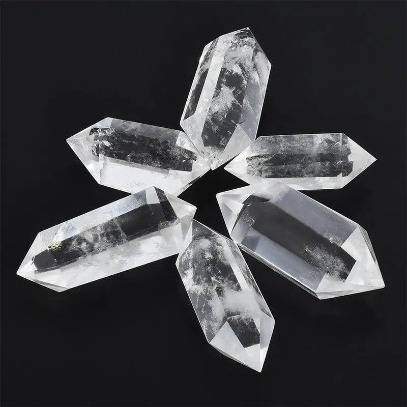 50-60 MM Prírodná Biela Fluorite Crystal Kremeň Kameň Bod Uzdravenie Šesťhranné Prútik Ošetrenie Kameňa Dropshipping