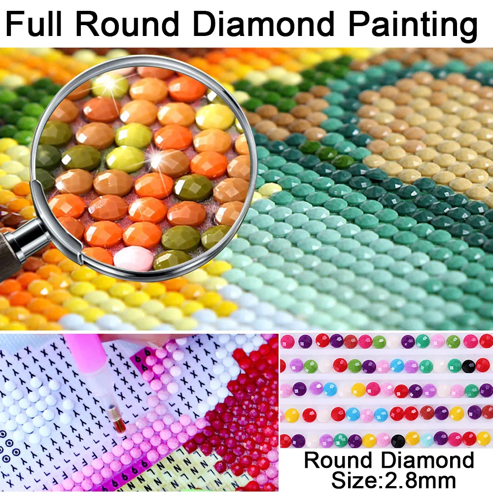 5D DIY Diamond Maľby Plné Námestie Kolo Vŕtať Výšivky