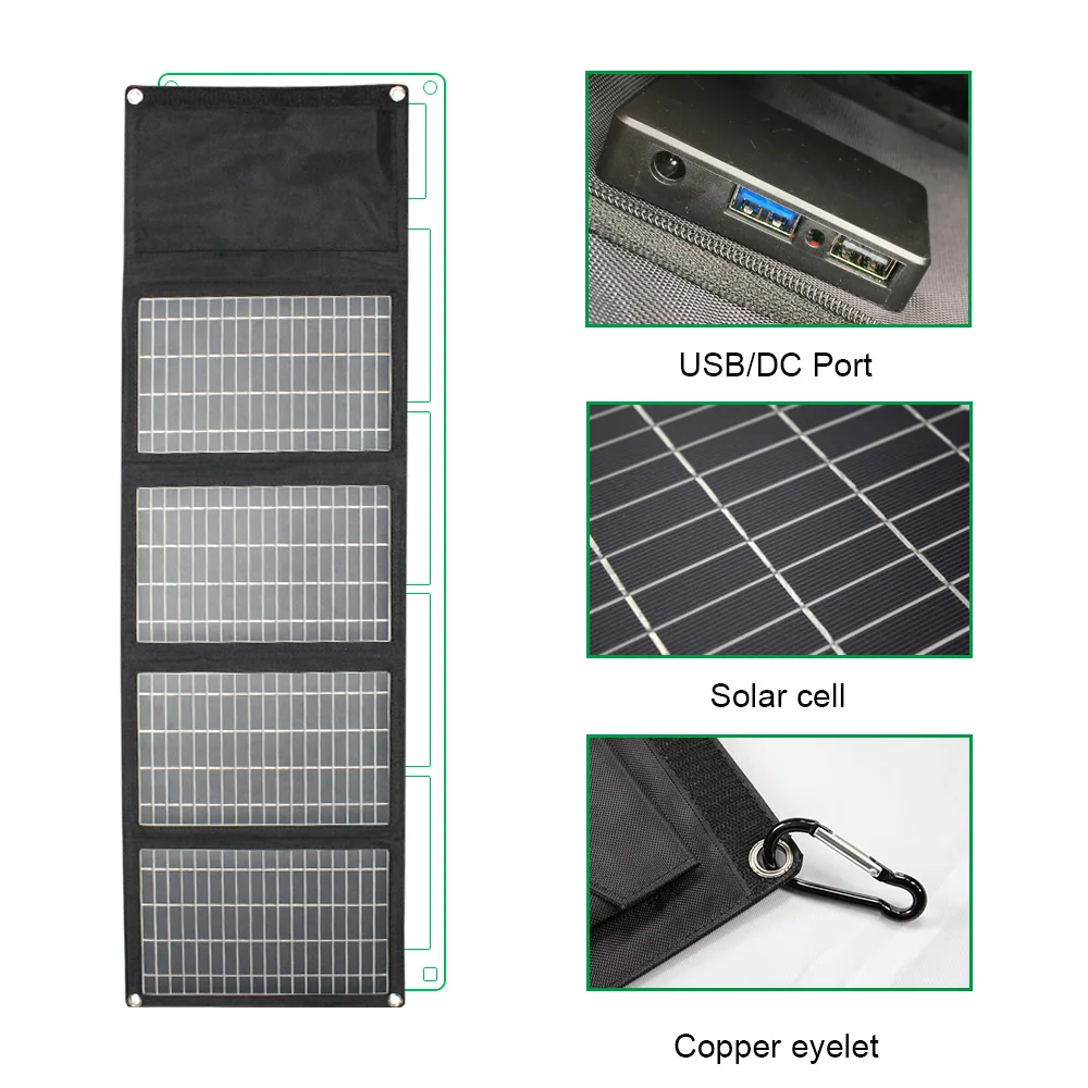5v 18v skladací solárny panel 28w 21w 14w vonkajšie rýchlu nabíjačku prenosné USB solárny panel pre telefón power bank generátor