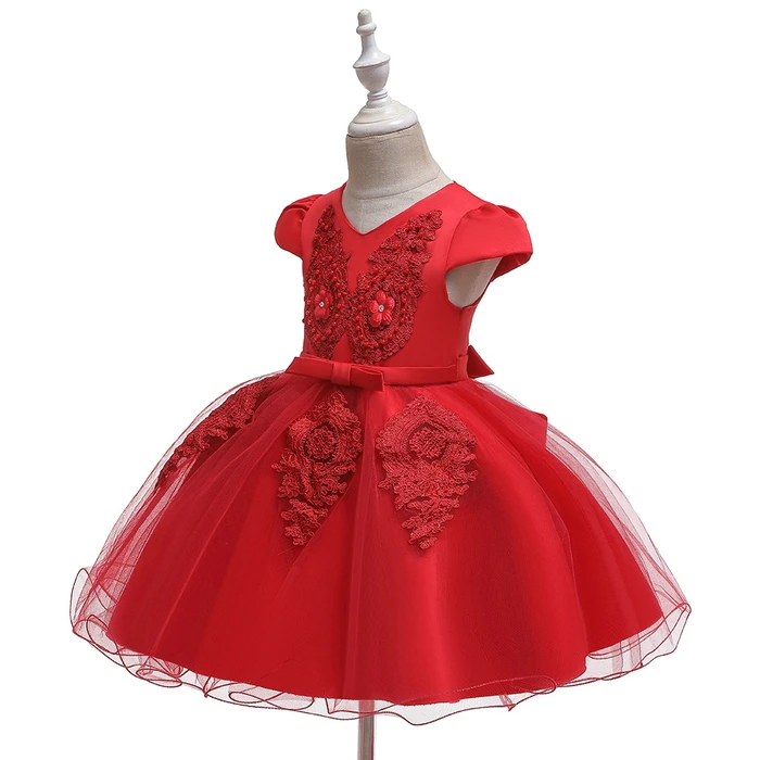 6M 12M 1 2 3 4 5 6 Rokov Baby Girl Dress Čipky a Tylu Korálkové Frocks guľové Šaty Elegantné Narodeniny, Svadobné Party Šaty