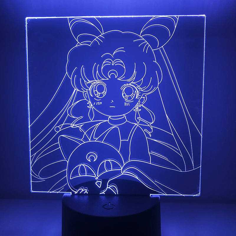7 farieb Led Nočné Svetlo Anime Postavy, Sailor Moon pre Dievčatá Spálňa Decor Ľahký Dotyk Snímača Rgb Nočného Led stolná Lampa