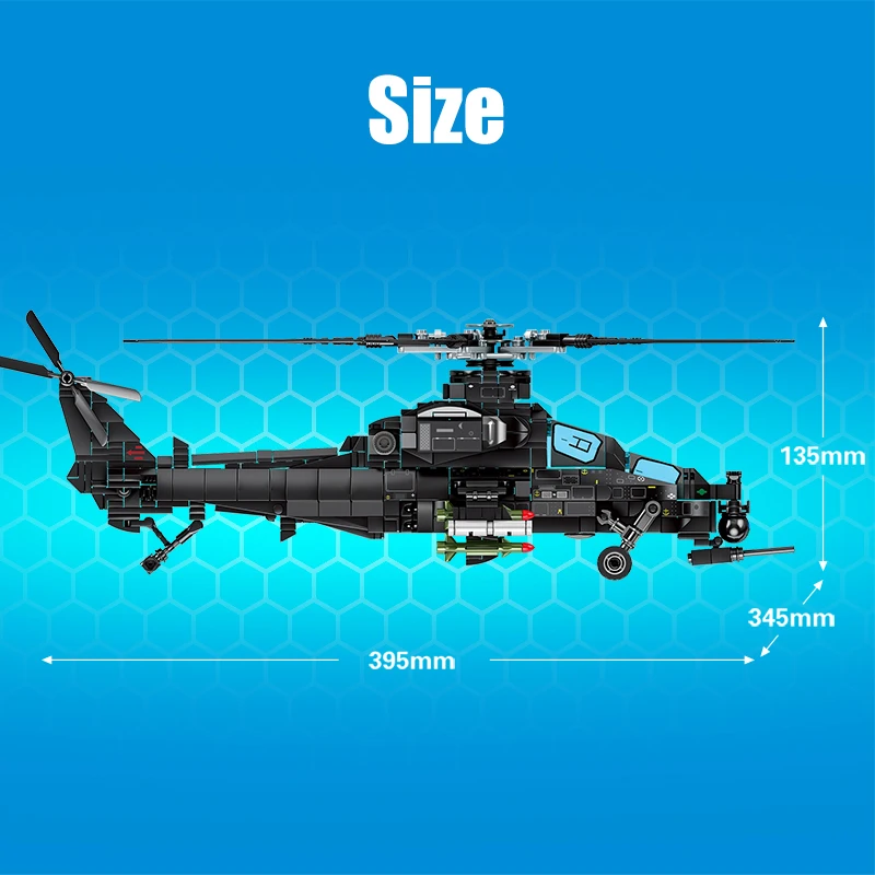 704PCS Mesto Technické Z-10 Attack Helicopter Model stavebným Tvorca WW2 Vojenskej Polície Lietadla Tehly Hračky Pre Deti,